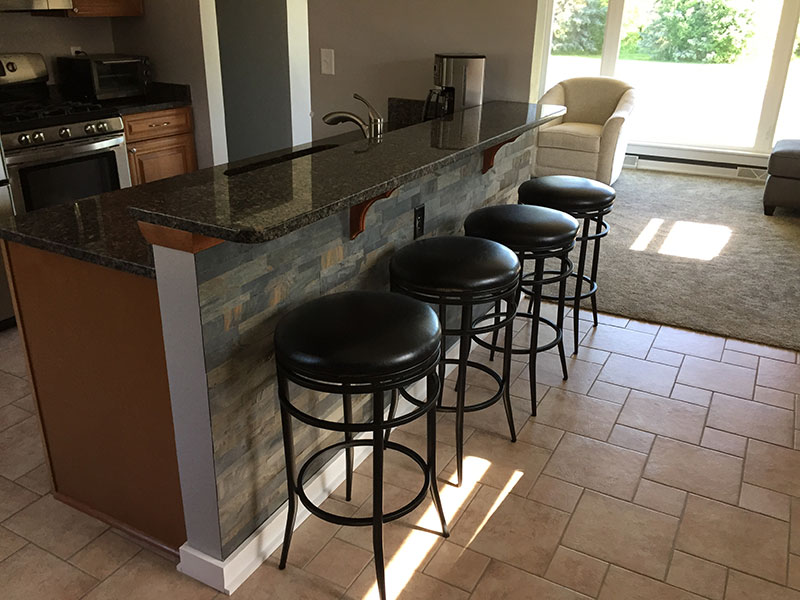 Kitchen Snack Bar in Aspect's Iron Slate