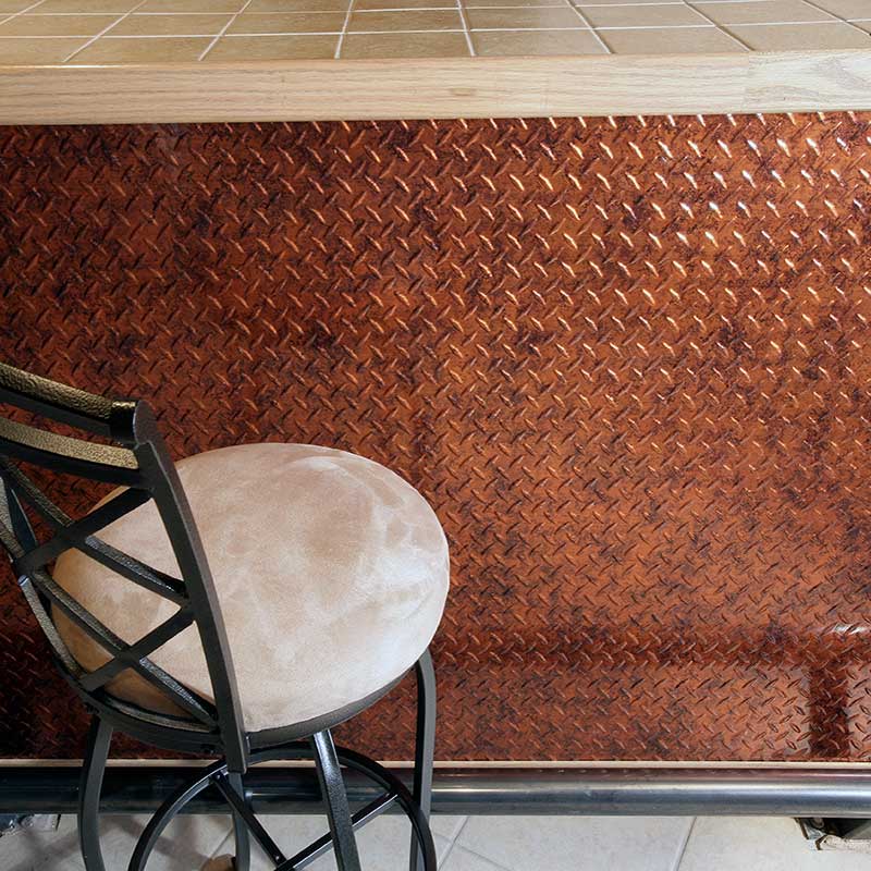 Kitchen Island with Fasade's Diamond Plate in Moonstone Copper