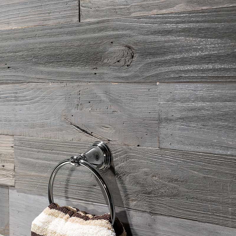 Close-up of bathroom wall in Rustic Grove's Mixed Gray-Dark