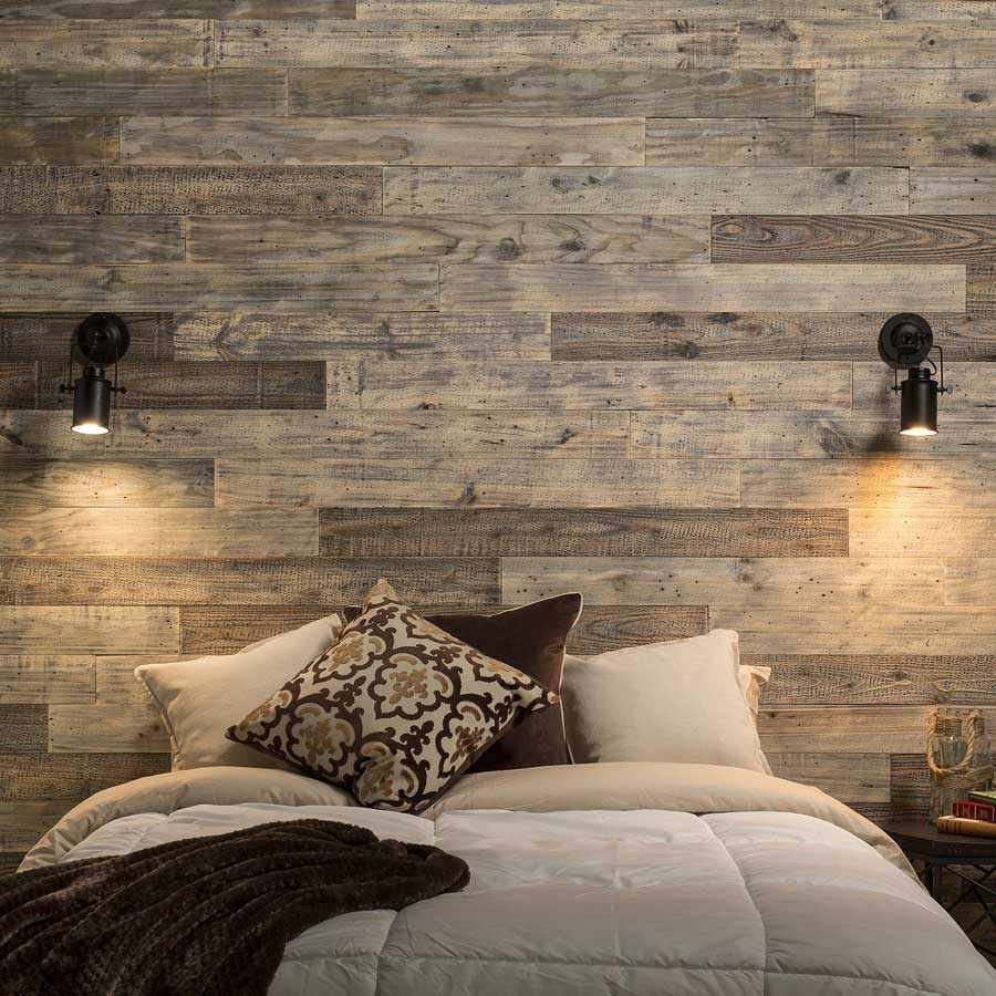 Wall Panel Ideas Gallery - Rustic Grove Reclaimed Wood Plank in Mixed Brown